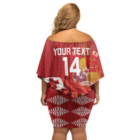 Tonga Rugby Custom Off Shoulder Short Dress 2026 Go Ikale Tahi Ngatu Pattern