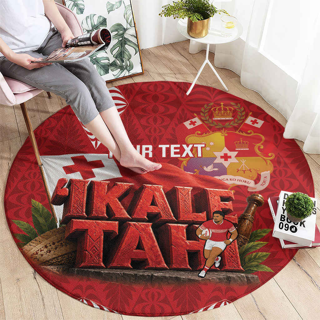 Tonga Rugby Custom Round Carpet 2026 Go Ikale Tahi Ngatu Pattern