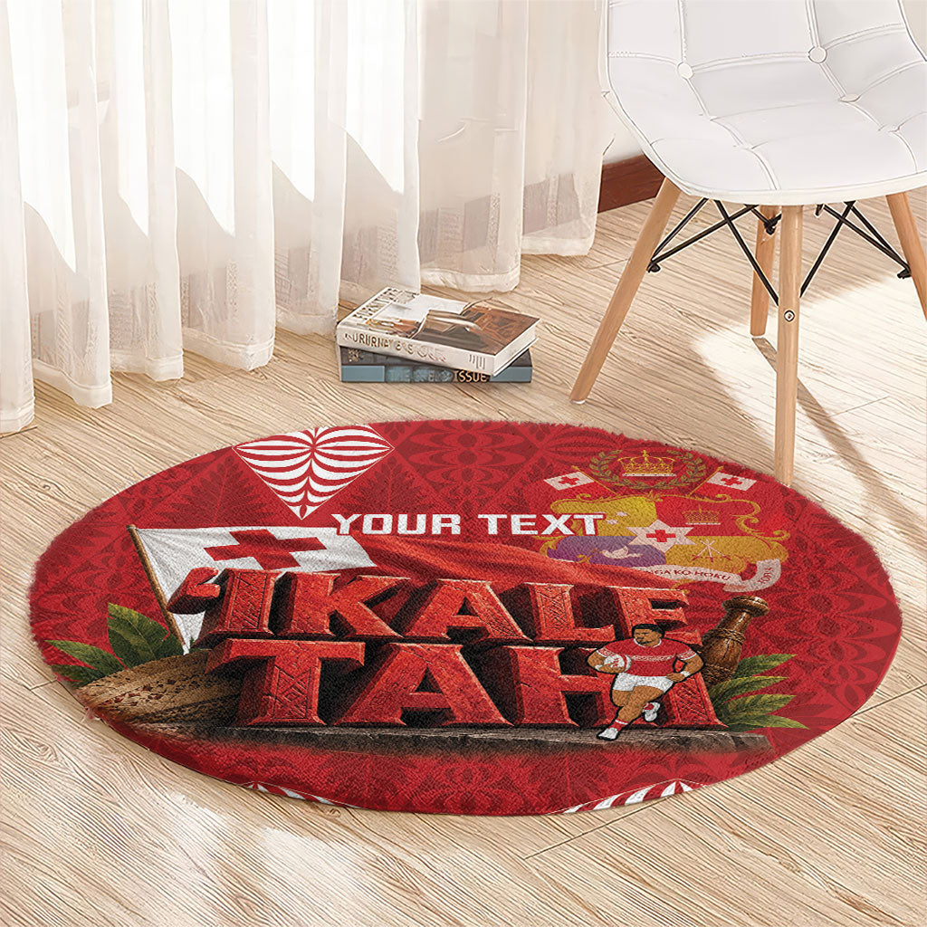 Tonga Rugby Custom Round Carpet 2026 Go Ikale Tahi Ngatu Pattern