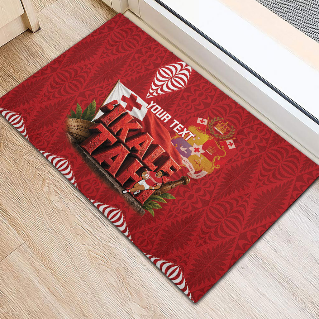 Tonga Rugby Custom Rubber Doormat 2026 Go Ikale Tahi Ngatu Pattern