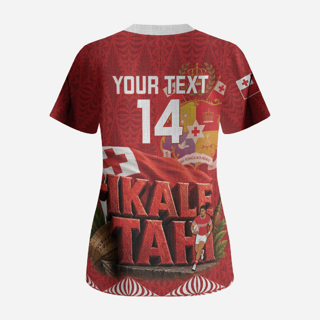 Tonga Rugby Custom Scrub Top 2026 Go Ikale Tahi Ngatu Pattern