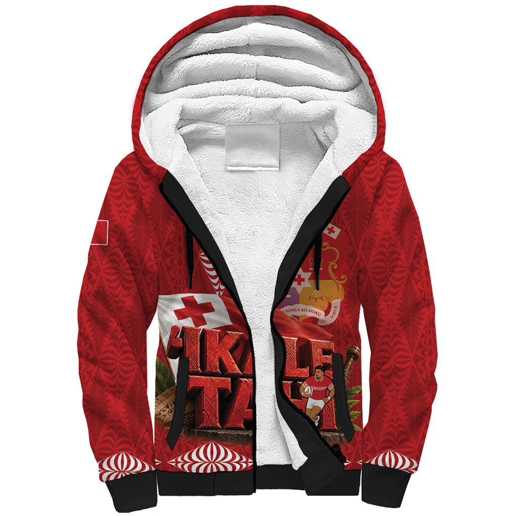 Tonga Rugby Custom Sherpa Hoodie 2026 Go Ikale Tahi Ngatu Pattern