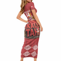 Tonga Rugby Custom Short Sleeve Bodycon Dress 2026 Go Ikale Tahi Ngatu Pattern LT14 - Polynesian Pride