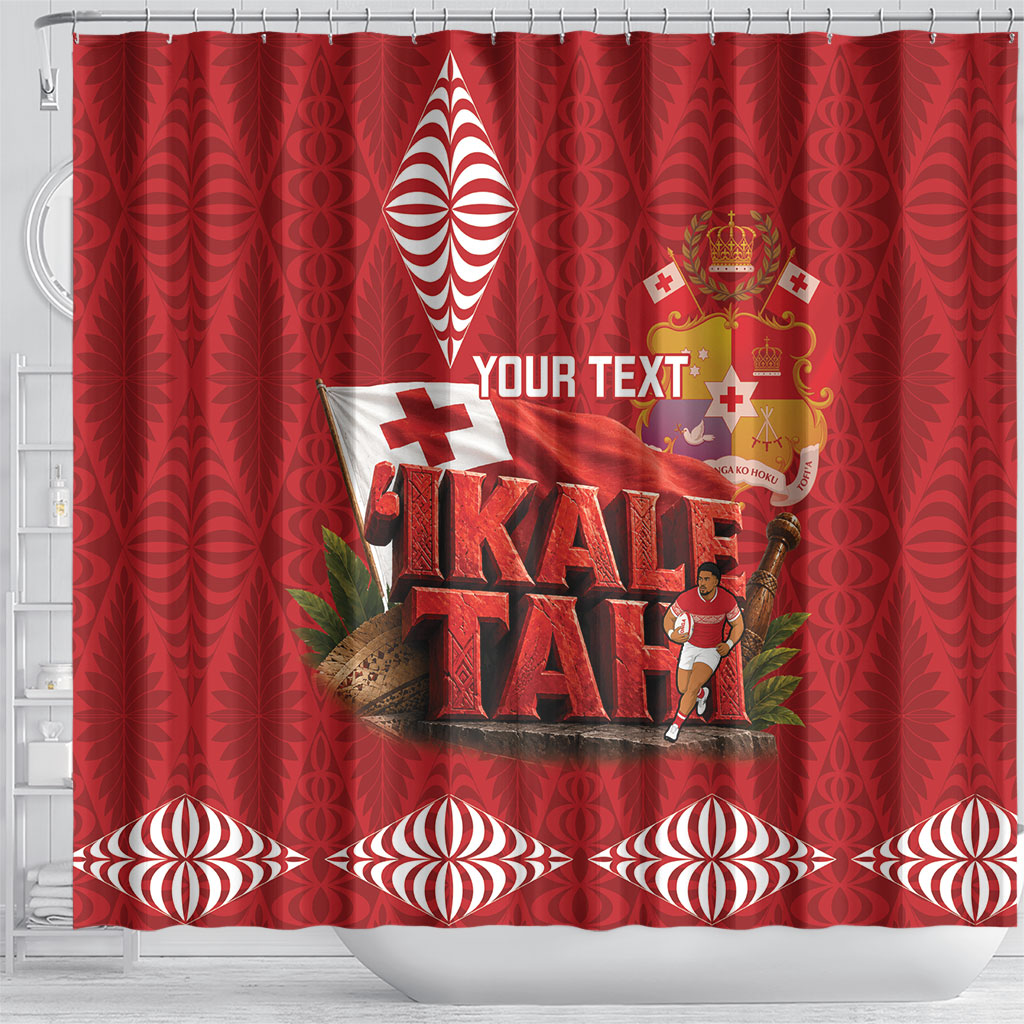 Tonga Rugby Custom Shower Curtain 2026 Go Ikale Tahi Ngatu Pattern