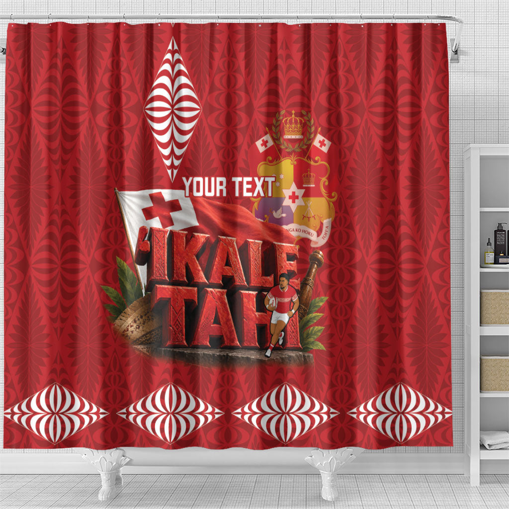 Tonga Rugby Custom Shower Curtain 2026 Go Ikale Tahi Ngatu Pattern