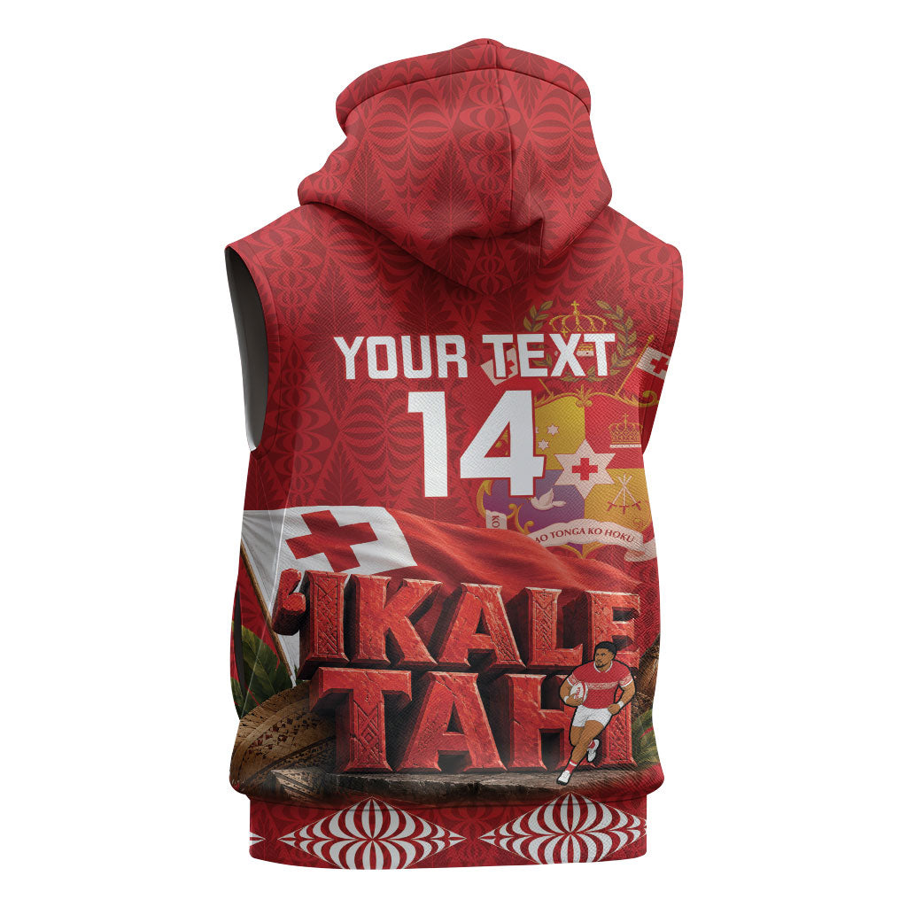 Tonga Rugby Custom Sleeveless Zip Hoodie 2026 Go Ikale Tahi Ngatu Pattern