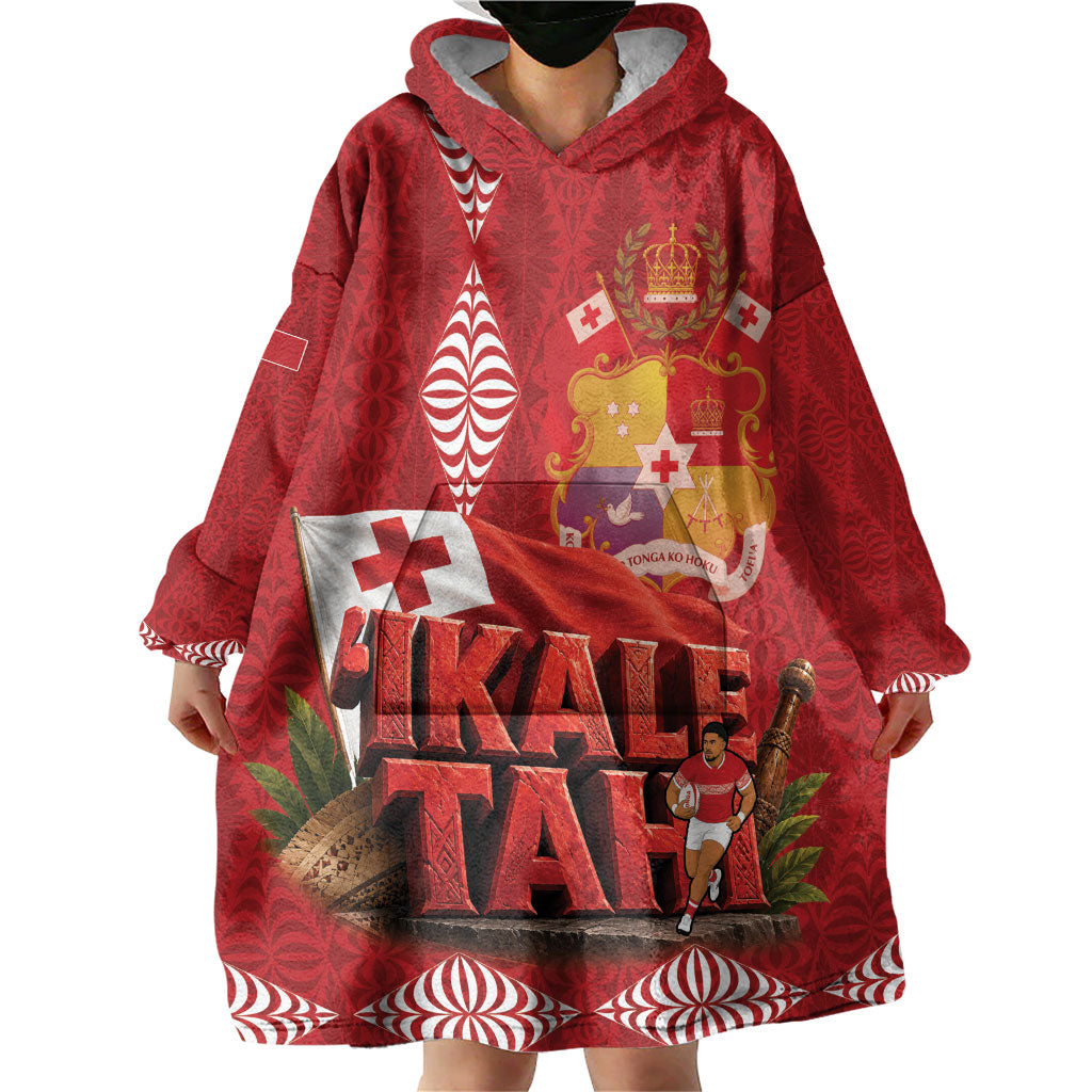 Tonga Rugby Custom Wearable Blanket Hoodie 2026 Go Ikale Tahi Ngatu Pattern