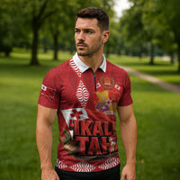 Tonga Rugby Custom Zipper Polo Shirt 2026 Go Ikale Tahi Ngatu Pattern