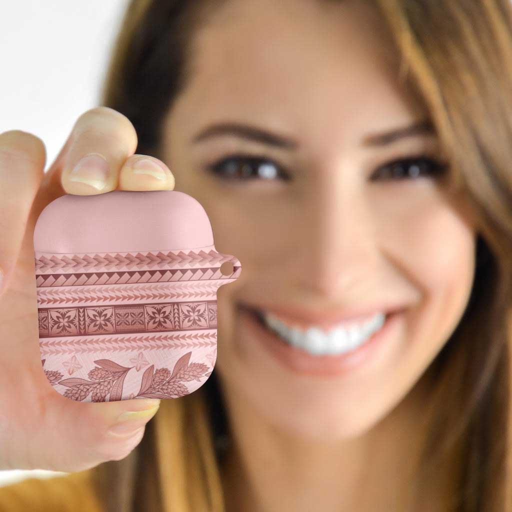 Pastel Pink Samoa Siapo Teuila Flowers AirPods Case - Polynesian Pride