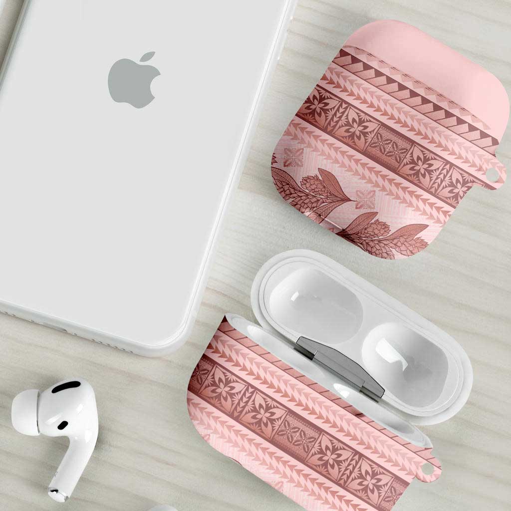 Pastel Pink Samoa Siapo Teuila Flowers AirPods Case - Polynesian Pride