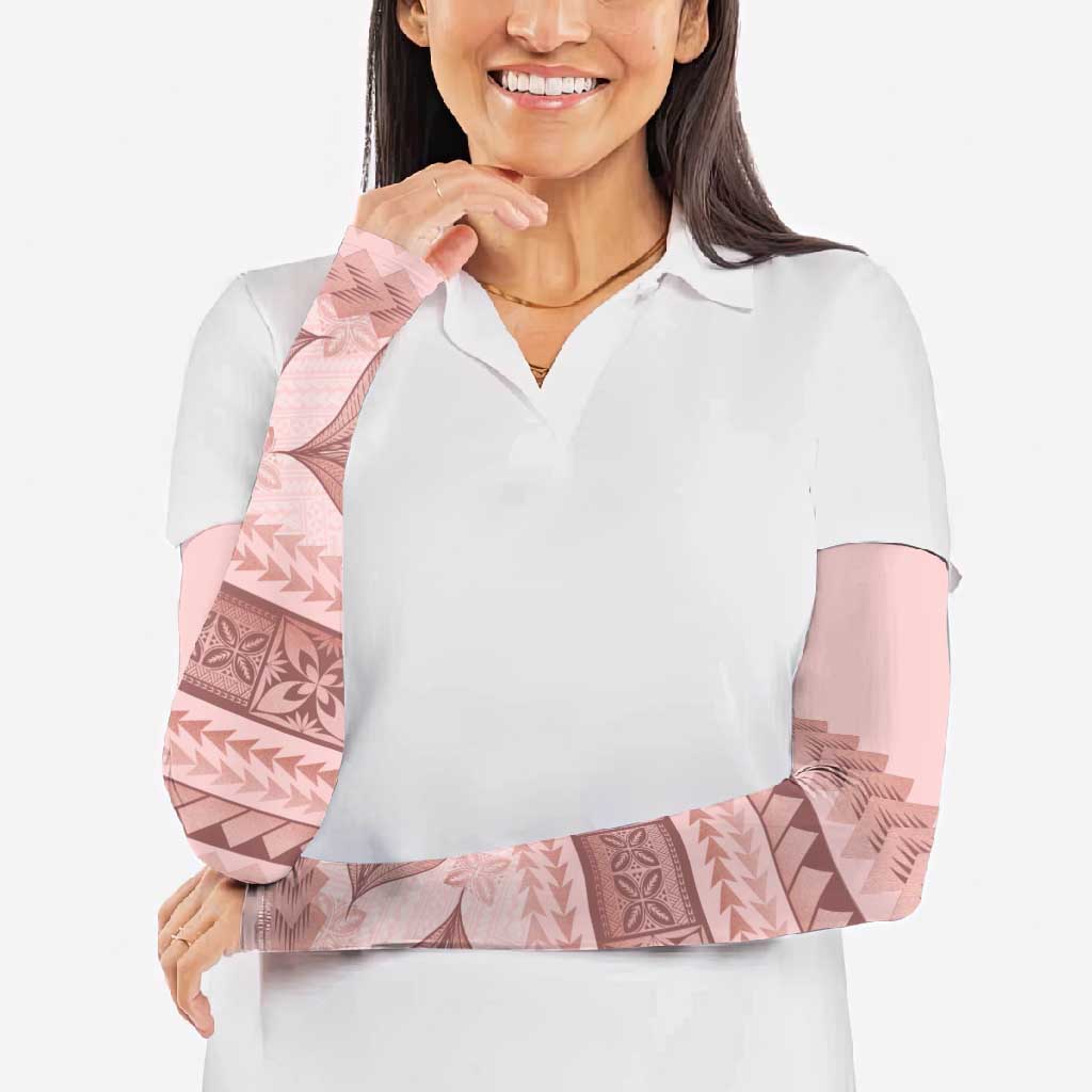Pastel Pink Samoa Siapo Teuila Flowers Arm Sleeves - Polynesian Pride