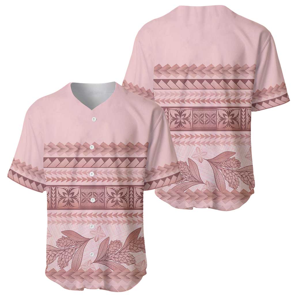 Pastel Pink Samoa Siapo Teuila Flowers Baseball Jersey - Polynesian Pride