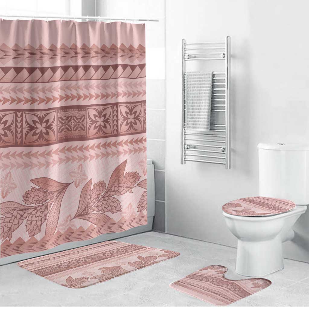 Pastel Pink Samoa Siapo Teuila Flowers Bathroom Set - Polynesian Pride