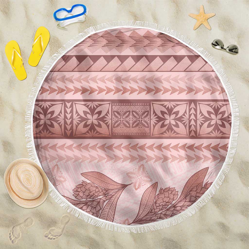 Pastel Pink Samoa Siapo Teuila Flowers Beach Blanket LT14 One Size 150cm Pastel Pink - Polynesian Pride