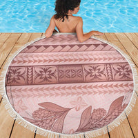 Pastel Pink Samoa Siapo Teuila Flowers Beach Blanket - Polynesian Pride