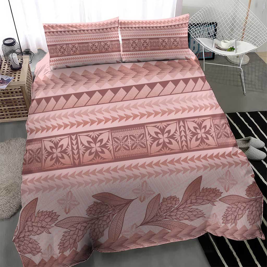 Pastel Pink Samoa Siapo Teuila Flowers Bedding Set - Polynesian Pride