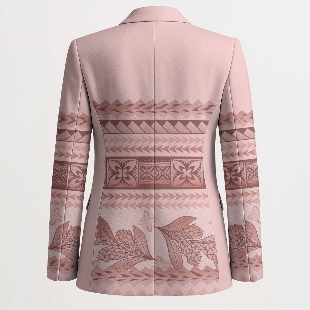 Pastel Pink Samoa Siapo Teuila Flowers Blazer - Polynesian Pride