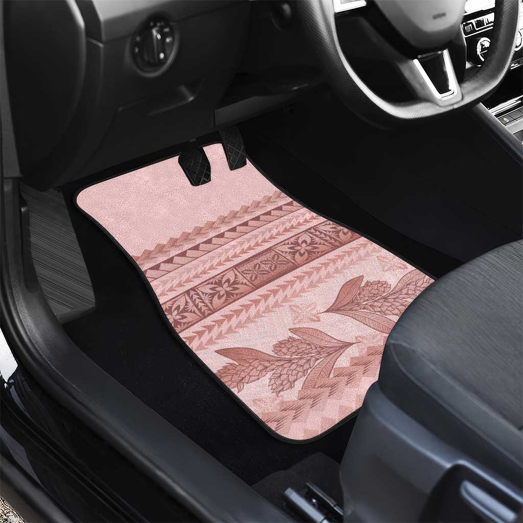 Pastel Pink Samoa Siapo Teuila Flowers Car Mats - Polynesian Pride