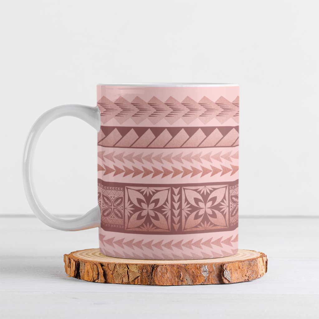 Pastel Pink Samoa Siapo Teuila Flowers Ceramic Mug - Polynesian Pride