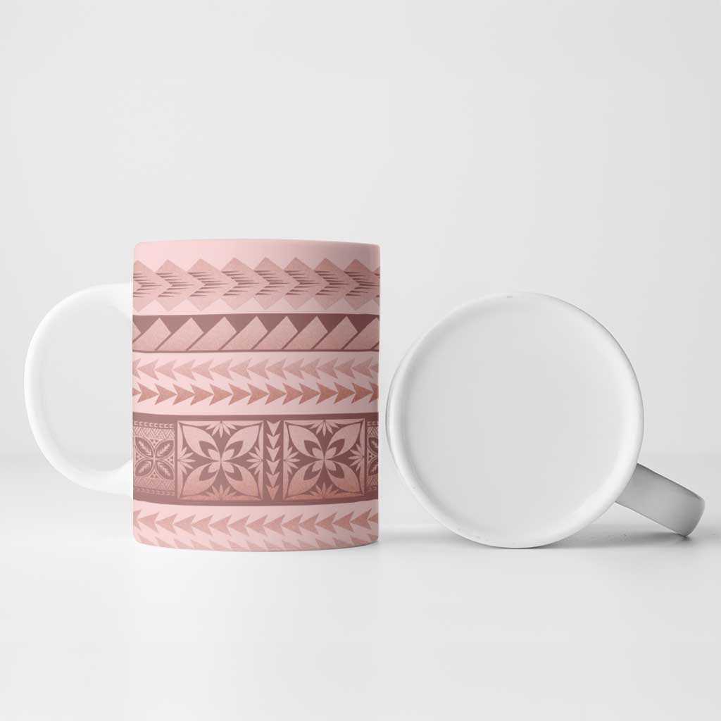 Pastel Pink Samoa Siapo Teuila Flowers Ceramic Mug - Polynesian Pride