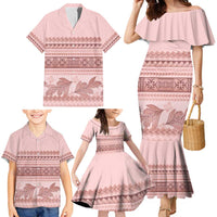 Pastel Pink Samoa Siapo Teuila Flowers Family Matching Mermaid Dress and Hawaiian Shirt - Polynesian Pride