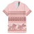Pastel Pink Samoa Siapo Teuila Flowers Family Matching Off Shoulder Maxi Dress and Hawaiian Shirt - Polynesian Pride