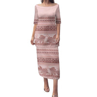 Pastel Pink Samoa Siapo Teuila Flowers Family Matching Puletasi and Hawaiian Shirt - Polynesian Pride