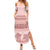 Pastel Pink Samoa Siapo Teuila Flowers Family Matching Summer Maxi Dress and Hawaiian Shirt - Polynesian Pride