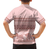 Pastel Pink Samoa Siapo Teuila Flowers Family Matching Tank Maxi Dress and Hawaiian Shirt - Polynesian Pride