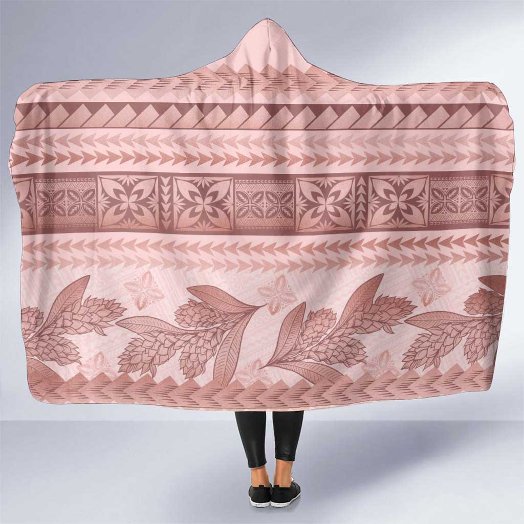 Pastel Pink Samoa Siapo Teuila Flowers Hooded Blanket LT14 One Size Pastel Pink - Polynesian Pride