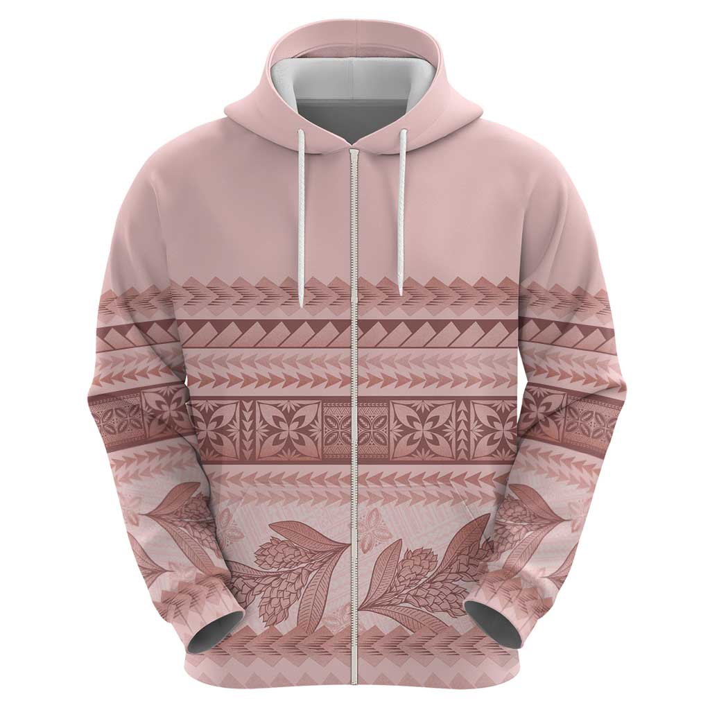 Pastel Pink Samoa Siapo Teuila Flowers Hoodie - Polynesian Pride