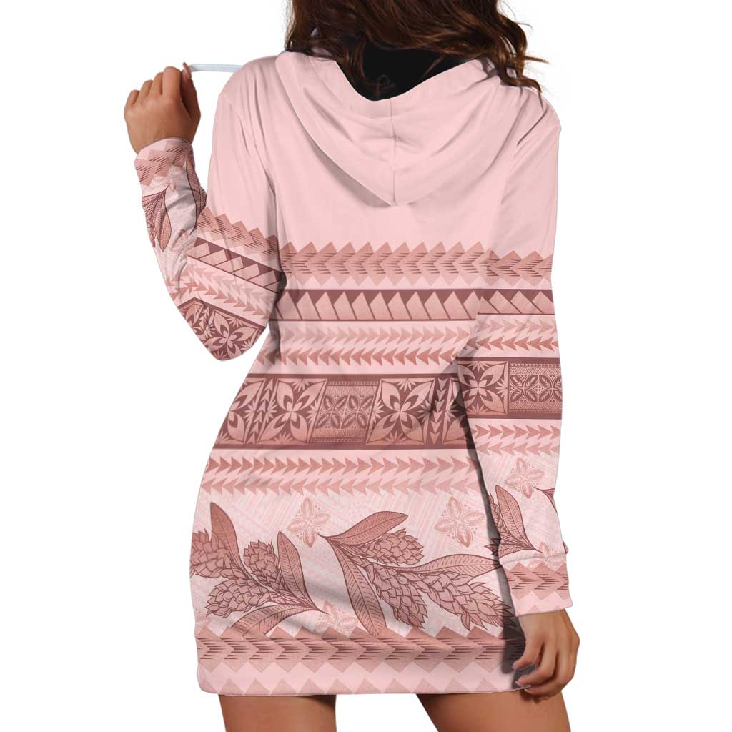 Pastel Pink Samoa Siapo Teuila Flowers Hoodie Dress LT14 - Polynesian Pride