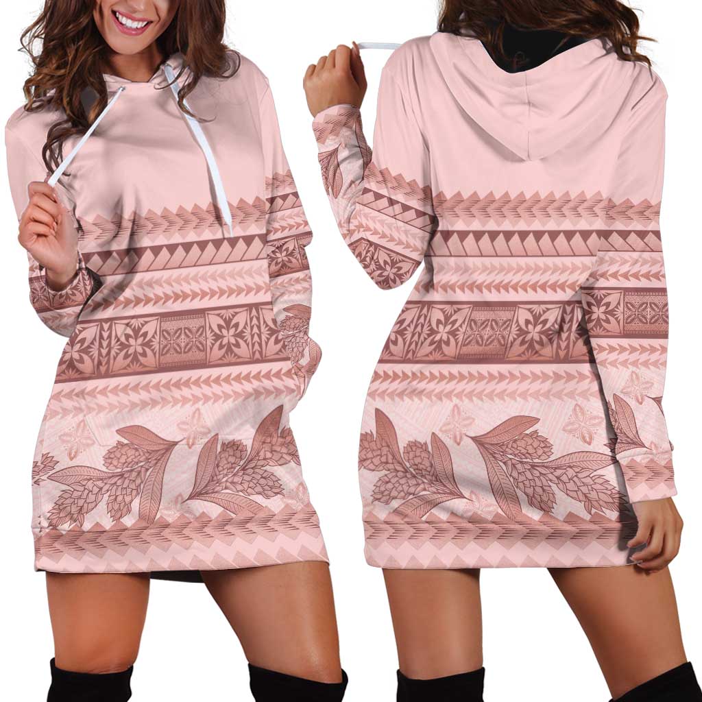 Pastel Pink Samoa Siapo Teuila Flowers Hoodie Dress LT14 - Polynesian Pride