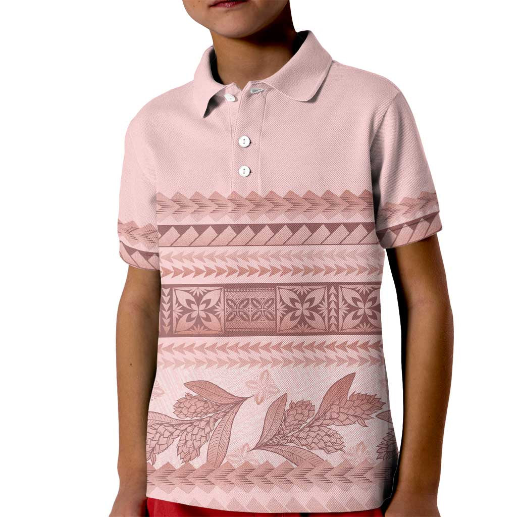 Pastel Pink Samoa Siapo Teuila Flowers Kid Polo Shirt LT14 Kid Pastel Pink - Polynesian Pride