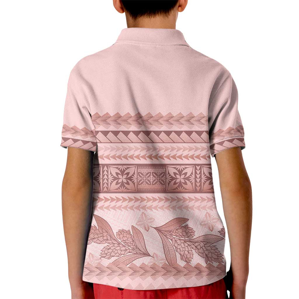 Pastel Pink Samoa Siapo Teuila Flowers Kid Polo Shirt - Polynesian Pride