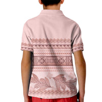 Pastel Pink Samoa Siapo Teuila Flowers Kid Polo Shirt - Polynesian Pride