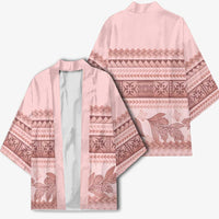 Pastel Pink Samoa Siapo Teuila Flowers Kimono - Polynesian Pride