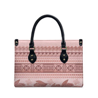 Pastel Pink Samoa Siapo Teuila Flowers Leather Bag - Polynesian Pride