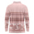 Pastel Pink Samoa Siapo Teuila Flowers Long Sleeve Polo Shirt - Polynesian Pride