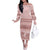 Pastel Pink Samoa Siapo Teuila Flowers Off The Shoulder Long Sleeve Dress - Polynesian Pride
