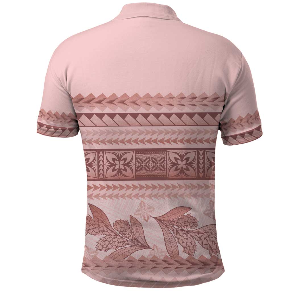 Pastel Pink Samoa Siapo Teuila Flowers Polo Shirt - Polynesian Pride