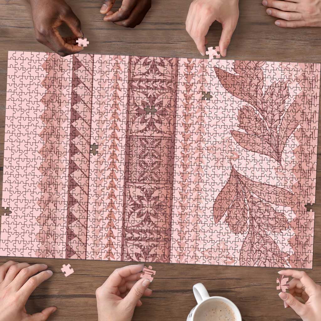 Pastel Pink Samoa Siapo Teuila Flowers Puzzle - Polynesian Pride