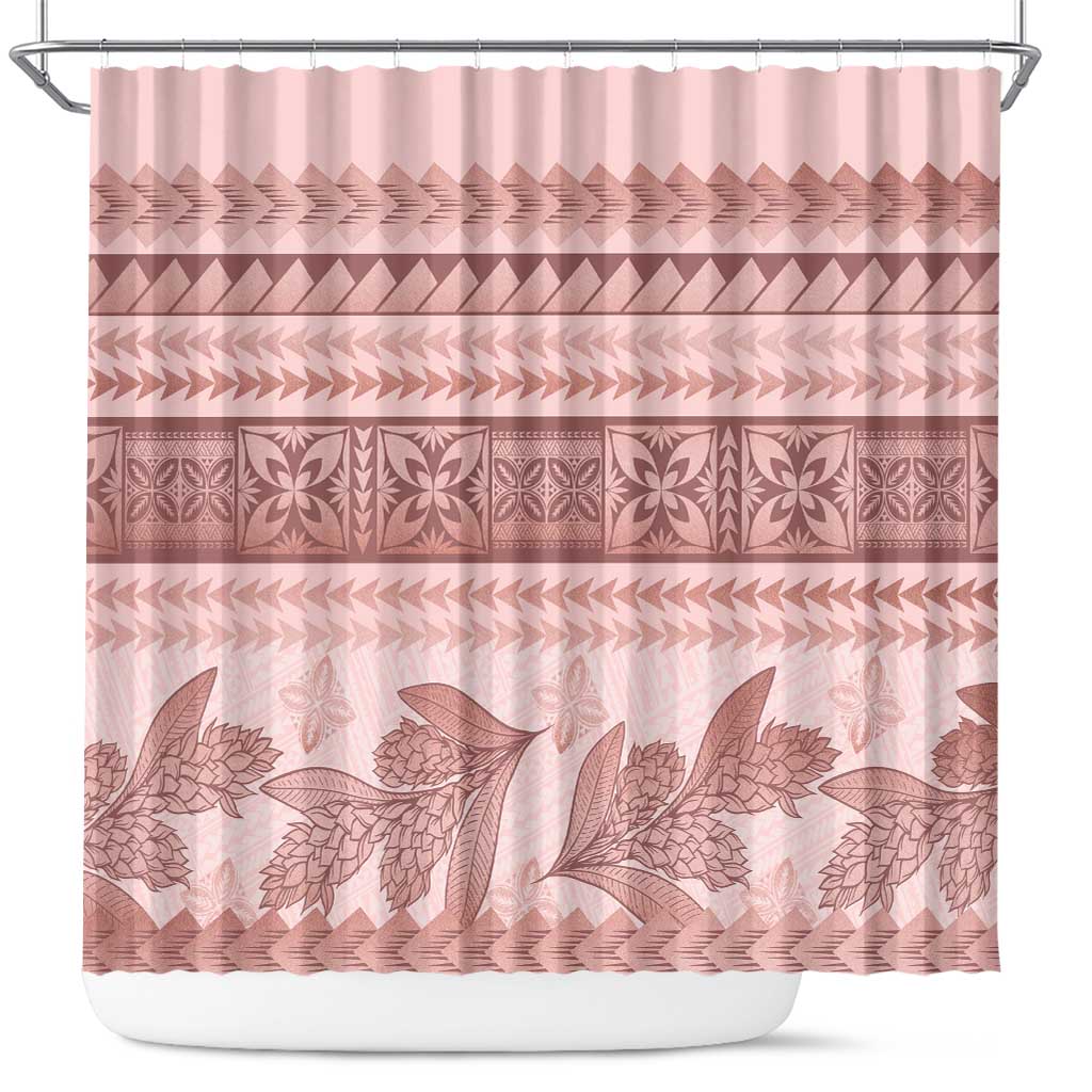 Pastel Pink Samoa Siapo Teuila Flowers Shower Curtain LT14 Pastel Pink - Polynesian Pride