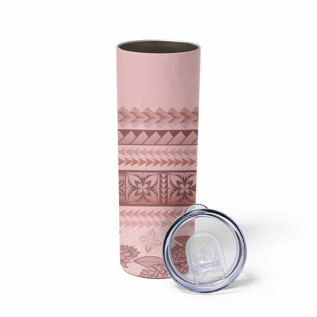 Pastel Pink Samoa Siapo Teuila Flowers Skinny Tumbler - Polynesian Pride