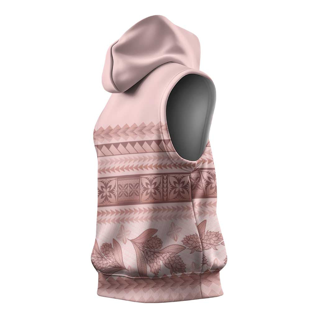 Pastel Pink Samoa Siapo Teuila Flowers Sleeveless Hoodie - Polynesian Pride