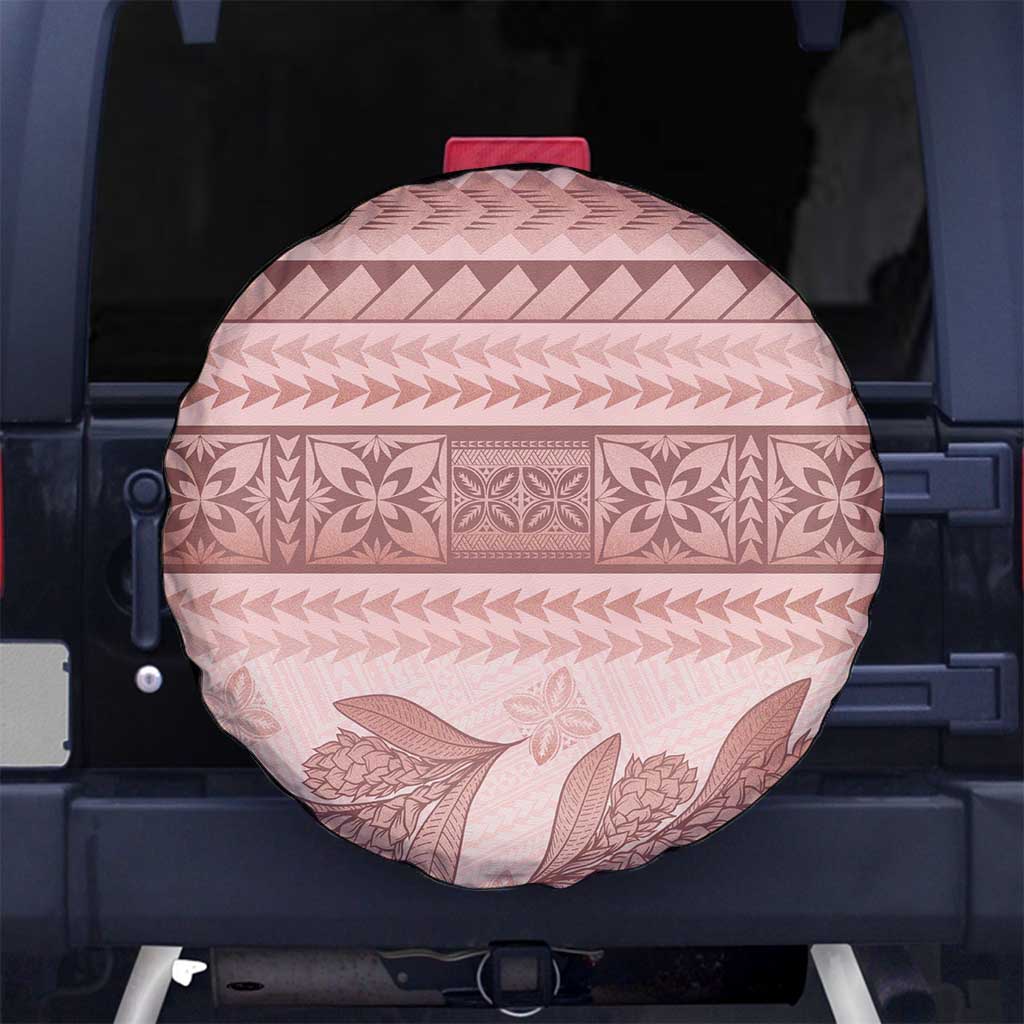 Pastel Pink Samoa Siapo Teuila Flowers Spare Tire Cover - Polynesian Pride