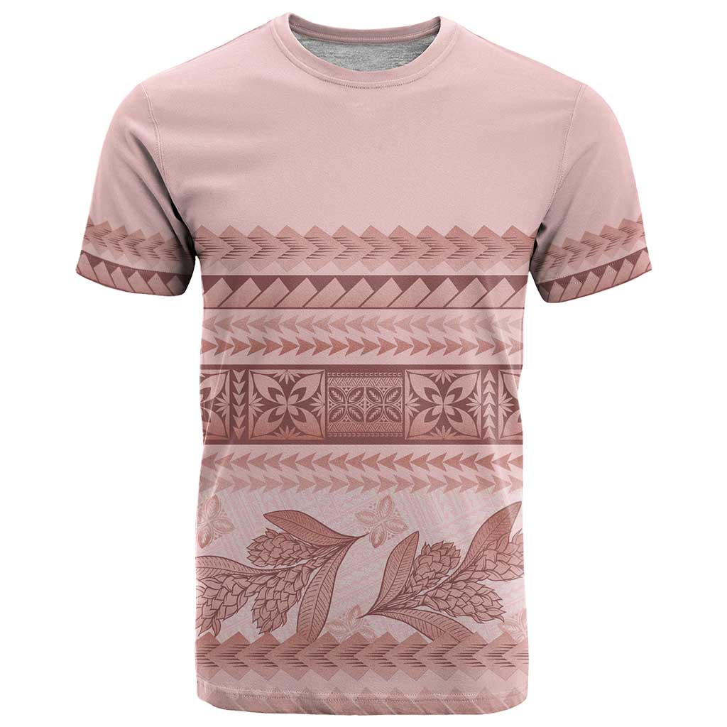 Pastel Pink Samoa Siapo Teuila Flowers T Shirt - Polynesian Pride