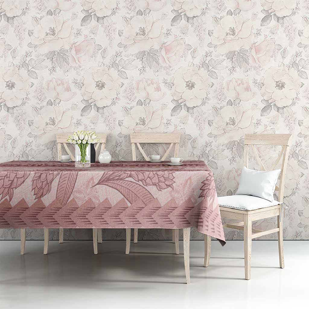 Pastel Pink Samoa Siapo Teuila Flowers Tablecloth - Polynesian Pride