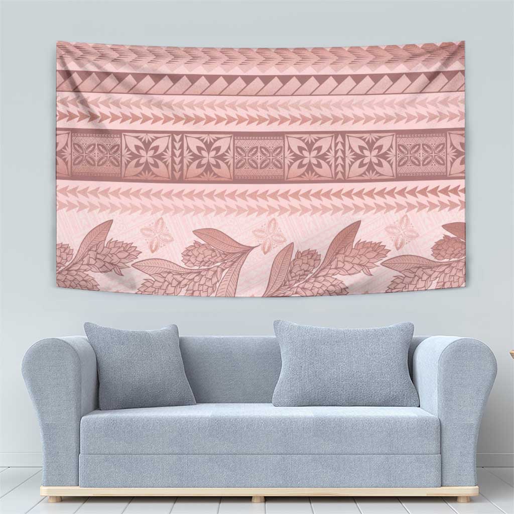 Pastel Pink Samoa Siapo Teuila Flowers Tapestry - Polynesian Pride
