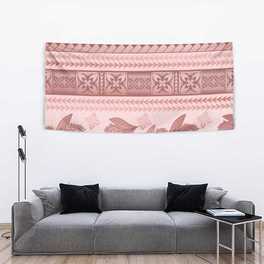 Pastel Pink Samoa Siapo Teuila Flowers Tapestry - Polynesian Pride